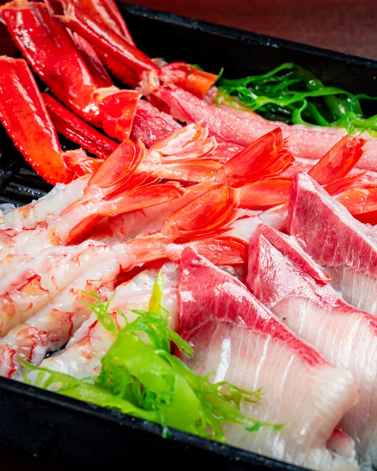 オススメ【飲み放題付】生ズワイ蟹のしゃぶしゃぶや寿司等全43種100分贅沢食べ飲み放題【子供コース】